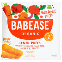 Babease Organic Lentil Puffs - Tomato Carrot Herbs & Spices 20g