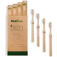 Bambaw Bamboo Toothbrushes Soft 4 Pack