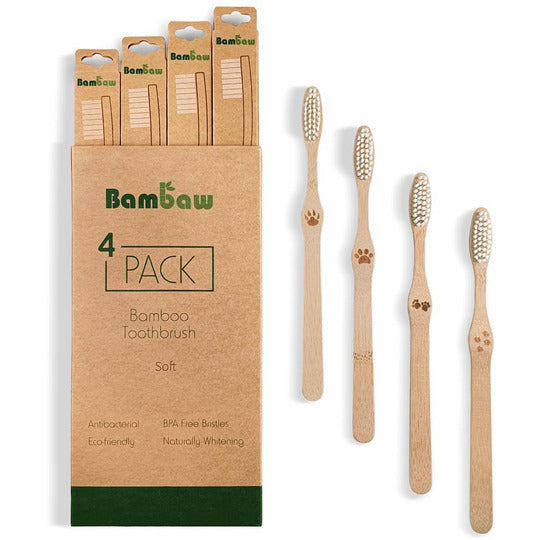 Bambaw Bamboo Toothbrushes Soft 4 Pack