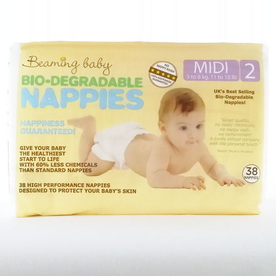 Beaming Baby Biodegradable Nappies Midi Size 2 - 38 Nappies