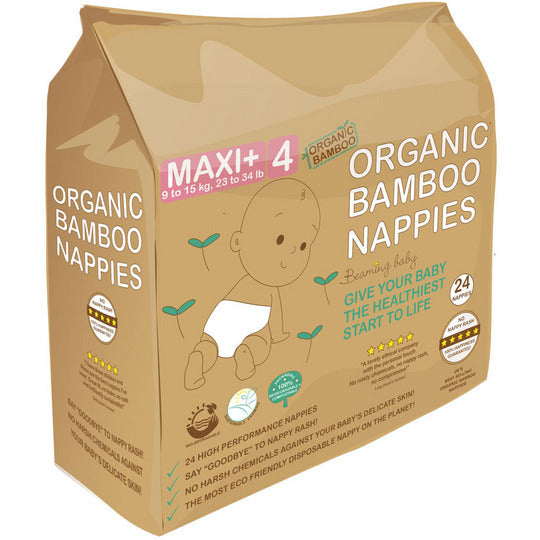Beaming Baby Organic Bamboo Nappies Maxi Plus Size 4 - 24 Nappies