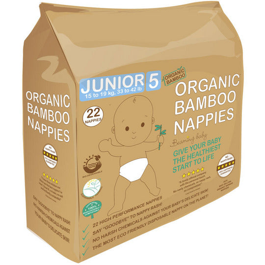 Beaming Baby Organic Bamboo Nappies Junior Size 5 - 22 Nappies