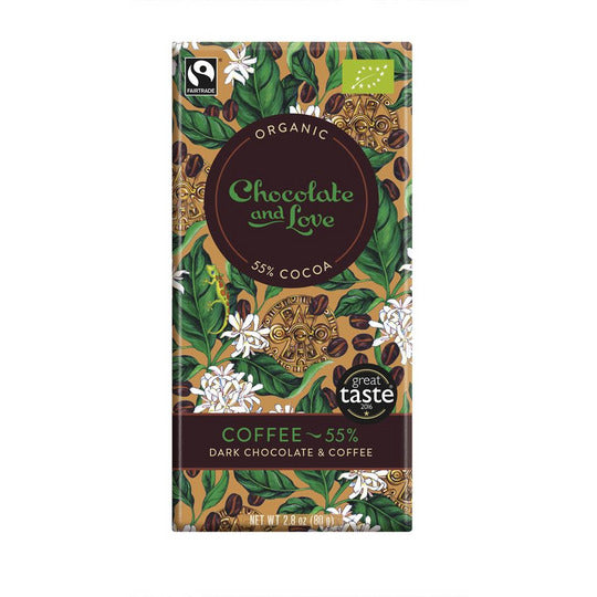 Chocolate and Love Fairtrade Organic Coffee 55% Dark Chocolate 80g