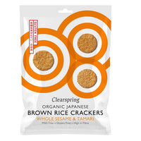 Clearspring Organic Japanese Brown Rice Crackers - Whole Sesame & Tamari 40g