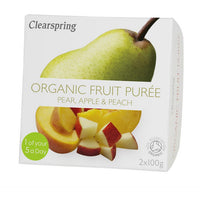 Clearspring Organic Fruit Purée - Pear, Apple & Peach 2 x 100g