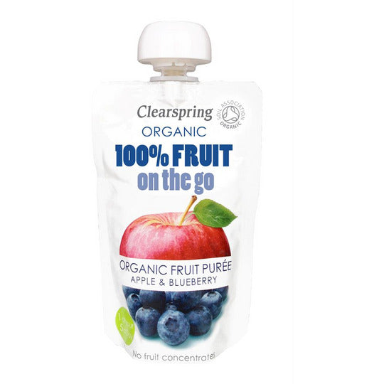 Clearspring Organic 100% Fruit on the Go - Apple & Blueberry Purée 120g