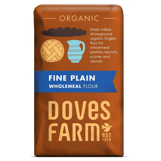 Doves Farm Organic Stoneground Fine Plain English Wholemeal Flour 1kg
