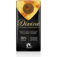 Divine 70% Dark Chocolate with Ginger & Orange 90g