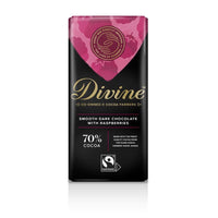 Divine 70% Dark Chocolate with Raspberry 90g