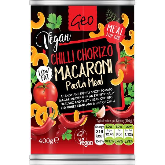 Geo Vegan Chilli Chorizo Pasta Meal 400g