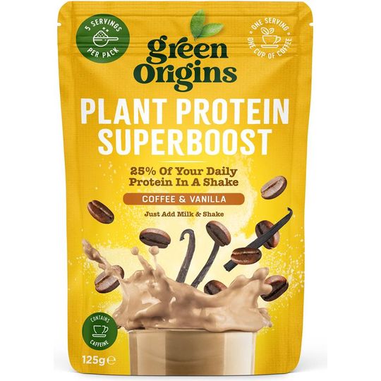 Green Origins Coffee & Vanilla Plant Protein Superboost 125g