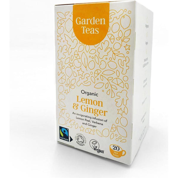 Garden Teas Organic Fairtrade Lemon & Ginger 20 Plastic Free Envelopes