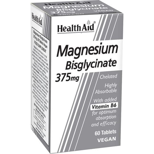 HealthAid Magnesium Bisglycinate 375mg 60 Vegan Tablets