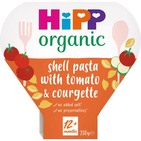 HiPP Organic Shell Pasta With Tomato & Courgette Toddler Tray Meal 1-3 Years (5 x 230g)