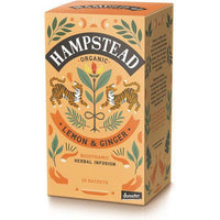 HAMPSTEAD TEA ORGANIC LEMON & GINGER 20 TEA BAGS
