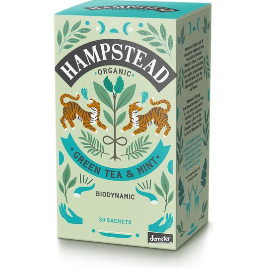 HAMPSTEAD TEA ORGANIC GREEN TEA WITH MINT 20 TEA BAGS