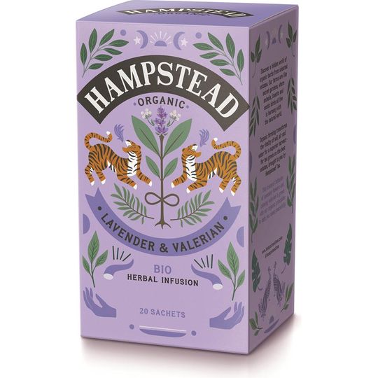 HAMPSTEAD TEA ORGANIC LAVENDER & VALERIAN TEA 20 TEA BAGS