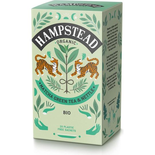 HAMPSTEAD TEA ORGANIC MATCHA GREEN TEA AND NETTLE 20 TEA BAGS
