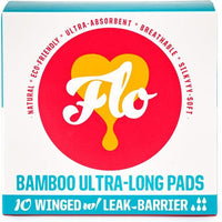 FLO Sanitary Bamboo Pads, Winged & Ultra-Long 10 per pack