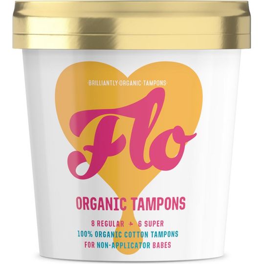 FLO Organic Non-Applicator Tampons, Regular + Super Combo Pack 14 per pack