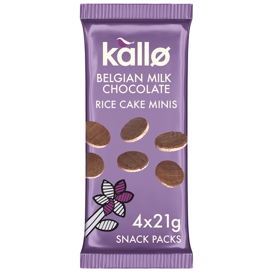 Kallo Belgian Milk Chocolate Rice Cake Minis 4x21g