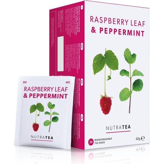 NUTRATEA RASPBERRY LEAF & PEPPERMINT 20 BIODEGRADABLE TEA BAGS