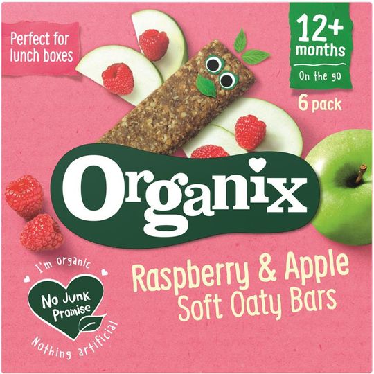 Organix Raspberry & Apple Soft Oaty Bars (6 pack)