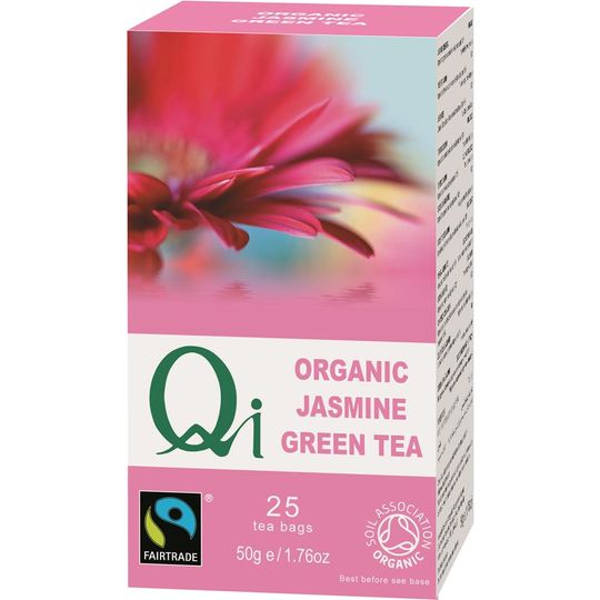 Qi Teas Organic Green Tea & Jasmine 25 Tea Bags
