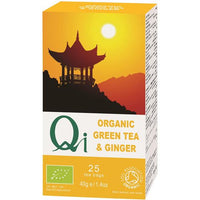 Qi Teas Organic Fairtrade Green Tea & Ginger 25 Tea Bags