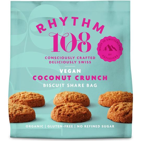 Rhythm 108 Swiss Vegan Coconut Crunch Biscuit Share Bag 135g