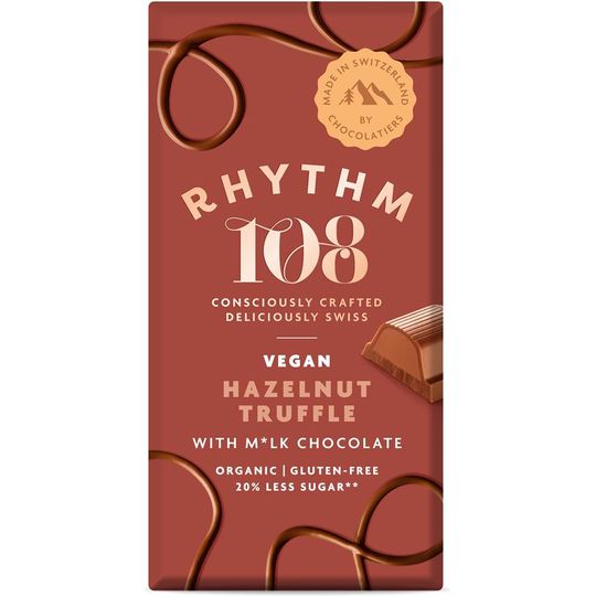 Rhythm 108 Swiss Vegan Hazelnut Truffle Bar with M'lk Chocolate 100g