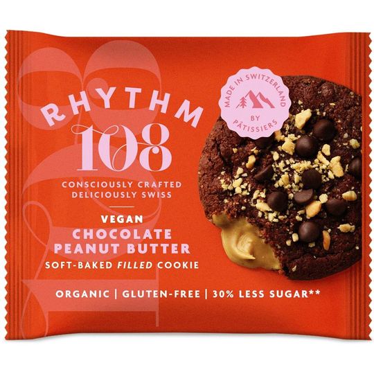 Rhythm 108 Swiss Vegan Chocolate Peanut Butter Soft-Baked Filled Cookie 50g