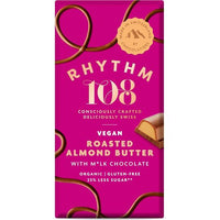 Rhythm 108 Swiss Vegan Roasted Almond Butter Bar with M'lk Chocolate 100g