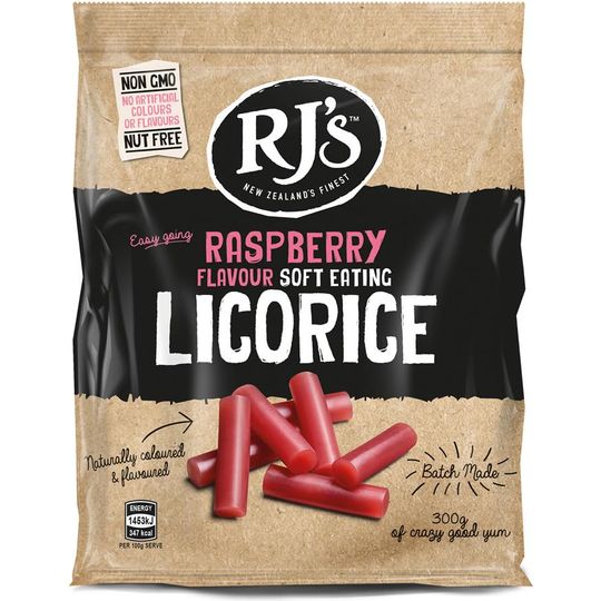 RJs Natural Licorice Raspberry 300g Bag