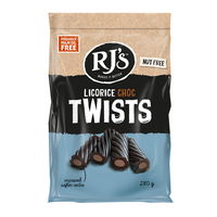 RJs Licorice Choc Twists 280g