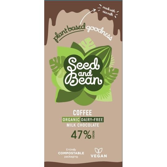 SEED AND BEAN DEEP AND ROASTED COFFEE "M*LK" CHOCOLATE - PLANT BASED 75G BAR (47% COCOA)