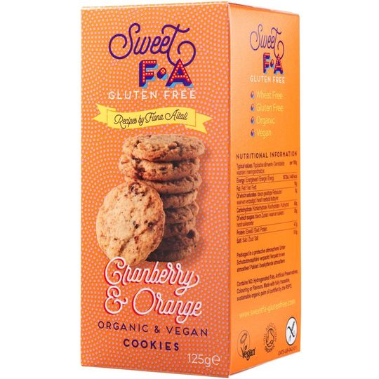 Sweet FA Gluten Free Cranberry & Orange Cookies 125g
