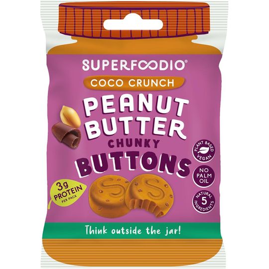 Superfoodio Peanut Butter Buttons – Coco Crunch (20g x 15 packs)
