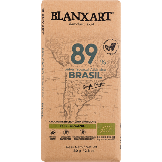 BLANXART Premium Organic & Vegan 89% BRASIL Chocolate Bar 75g