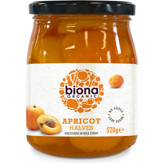 Biona Organic APRICOT HALVES IN RICE SYRUP 500g