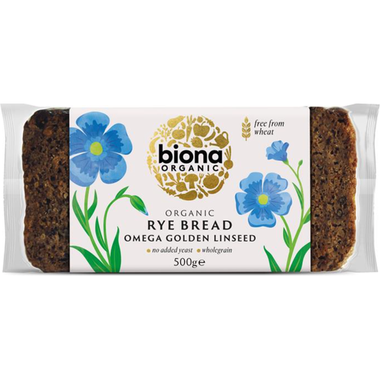 Biona Organic RYE BREAD - OMEGA GOLDEN LINSEED 500g
