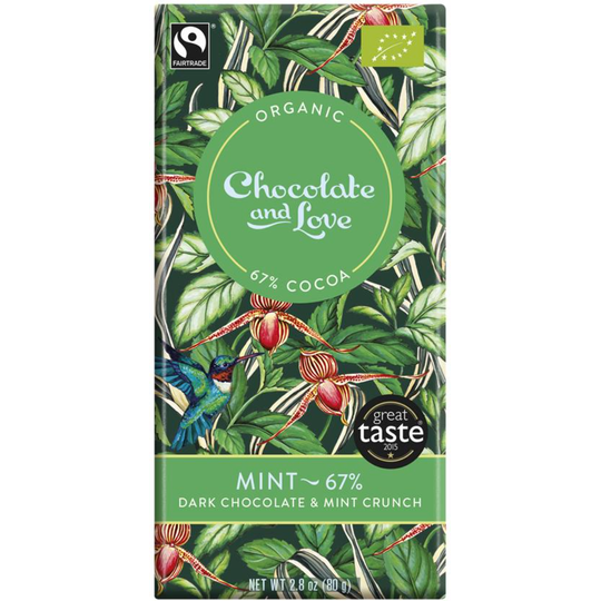 CHOCOLATE AND LOVE MINT 67% - DARK CHOCOLATE WITH MINT CRUNCH 80G