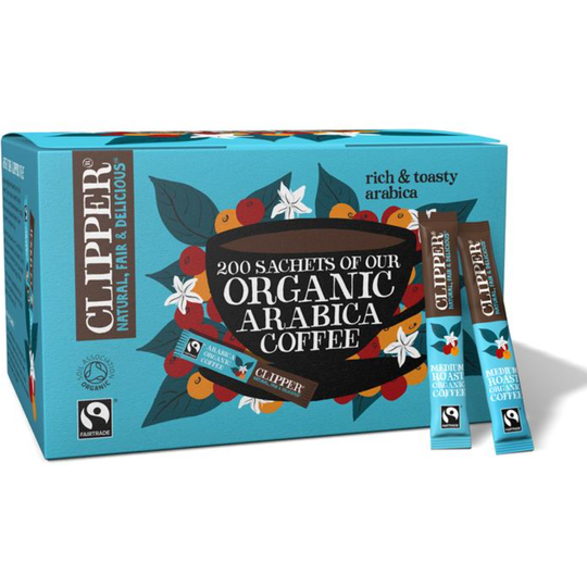 Clipper fairtrade organic medium roast arabica coffee 200 sachets