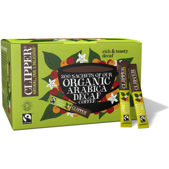 Clipper Tea fairtrade organic medium roast decaf arabica coffee 200 sachets