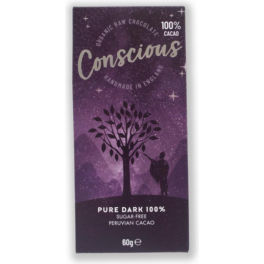 Conscious Pure Dark 100% Chocolate 60g - Sugar Free Chocolate