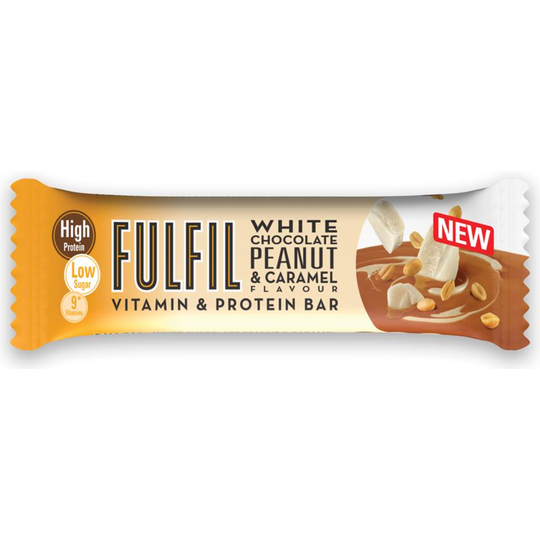 Fulfil Vitamin and Protein Bar (15 x 55 g Bars) — White Chocolate Peanut and Caramel Flavour