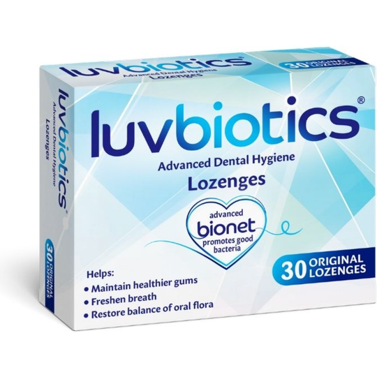 Luvbiotics Original Mint Lozenges with Oral Probiotics, Xylitol & Aloe Vera – 30 Lozenges