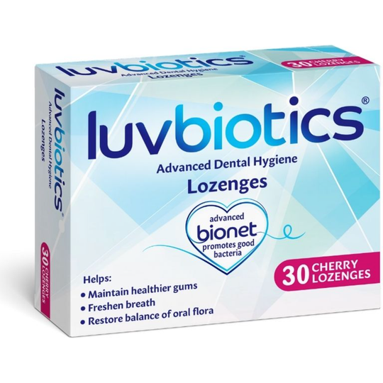 Luvbiotics Cherry Lozenges with Oral Probiotics, Xylitol & Aloe Vera – 30 Lozenges