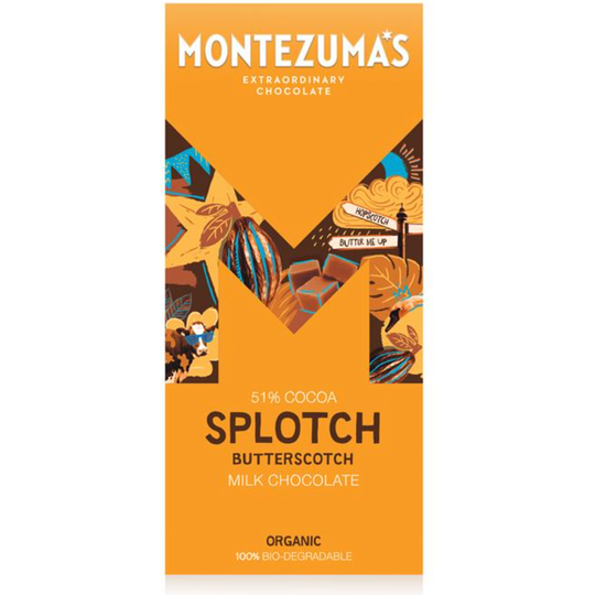 Montezuma's Splotch - 51% Milk Chocolate with Butterscotch 90g