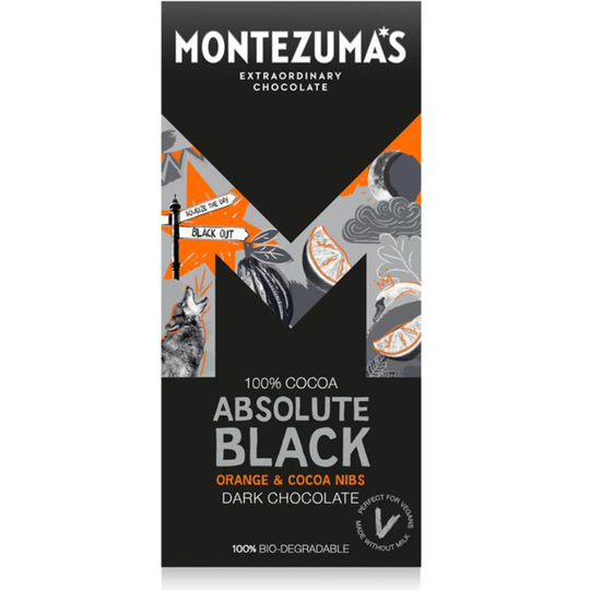 Montezuma's Absolute Black with Orange & Cocoa Nibs 90g